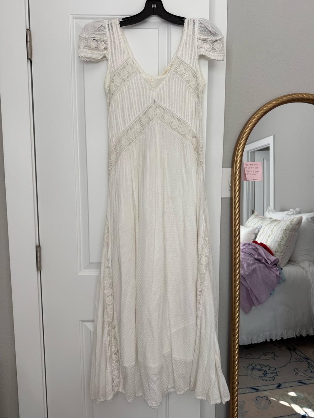 LoveShackFancy Cream Lace Maxi Dress
